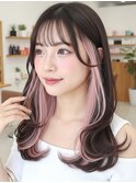 ”韓国風インナーカラーピンク×レイヤーカット