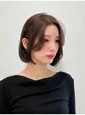 大人ガーリーダークアッシュミディアムレイヤーカット髪質改善