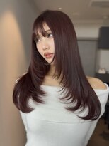 アイヴァン(AIVAN) レイヤーカット ボルドーカラー ハッシュカット ロング iii