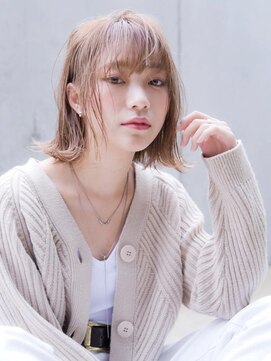 ロジッタ(ROJITHA) 【ROJITHA】透け感ベージュ×ウェット外ハネミディ