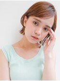 【デザインカラー】イヤリングカラー×オレンジ外ハネボブ