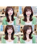 2wayバング 韓国前髪 シースルー ミディアム くびれヘア