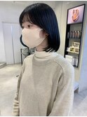 韓国風ボブ 顔周りレイヤー ブルーブラック 吉祥寺《宮坂紅》