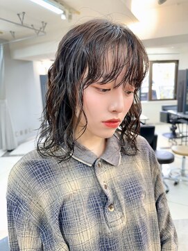 ヴェイン 渋谷(vain) ニュアンスパーマ切りっぱなしくびれヘア前髪パーマグレージュ