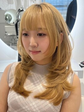 アンダーバーホワイトモデ 河内長野(_WHITE mode) ハイライトカラーミルクティーベージュレイヤーカット