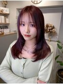 レイヤーカット/ワインレッド/韓国/ボルドー/暖色