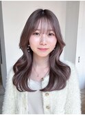 ロング前髪カット顔周りレイヤー韓国ヘア_F20862