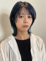 ビファインクーアヴェダ(Be fine coo AVEDA)&nbsp;学割U24 ワンブリーチで叶うネイビーブルーレイヤーショート