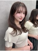 ◎ミディアムレイヤー/ミルクティーベージュ/韓国巻き/顔周り