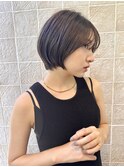 長めのショートボブ　大人の艶感ヘアスタイル　30代40代50代