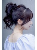 小顔バング/ラベンダー/サイドバング韓国髪質改善