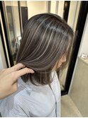 ハイライトカラー グレージュ ケアブリーチ