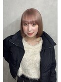 切りっぱなしボブ ピンクベージュ 宇都宮