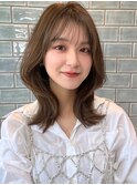 髪質改善縮毛矯正レイヤーカット顔周り前髪韓国ミニウルフ/原宿