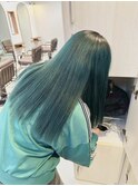 グリーンカラーターコイズカラーダブルカラーオリーブカラー青髪