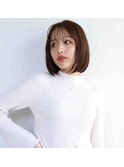 20代30代40代大人可愛いナチュラルストレートボブマロンブラウン