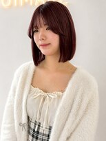 ユイマァル 倉敷(YUIMARL)&nbsp;倉敷ブリーチ20代30代40代ボルドーぱつっとボブ顔周りカット