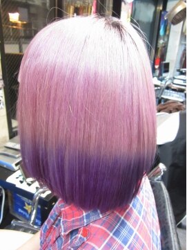 ラベンダーピンクから紫グラデーションパッツンボブ L トリックストア Trick Store のヘアカタログ ホットペッパービューティー