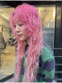 ピンクカラーハイレイヤースタイル