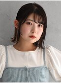 大人可愛いストレートくびれボブインナーカラー肩ライン外ハネ