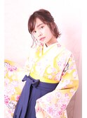 卒業式ヘア　ボブハーフアップ　おくれ毛ヘアセット