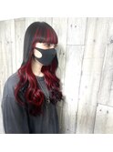 インナーカラーｂｌａｃｋ×red【赤羽】