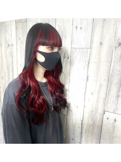 インナーカラーｂｌａｃｋ×red【赤羽】