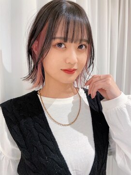 アンス 大阪梅田(ANs.) 20代30代伸ばしかけインナーカラーピンクベージュ外ハネ無造作