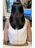 髪質改善ダークグレージュタイトストレートワイドバング