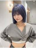 ラベンダーグレー 切りっぱなしボブ 韓国風
