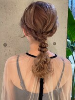 切りっぱなしボブエアリーロング美髪ピンクブラウン