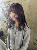 ブリーチなしダブルカラー艶感ボルドーチェリーレッド暖色カラー