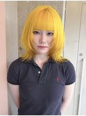 イエロー×ブラウン デザインカラー ボブレイヤー