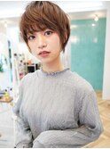 30代40代50代☆マッシュボブ☆フェザーショート/ベージュ