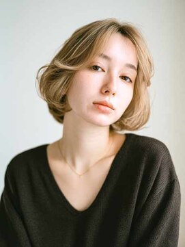 トクテ 高円寺(tokute) くびレイヤーエモージュ前髪モテベージュレイヤーミディ/高円寺