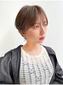 大人ショートヘア マッシュ 前髪あり 丸顔面長絶壁 広がる K0719