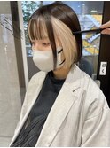 【村上慶登】インナーカラーホワイトベージュ切りっぱなしボブ