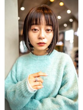 ケアリー 調布(Carelly) 大人かわいい前髪セシルカットココアブラウンフリンジウェーブ