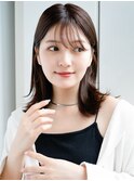 薄めバング鎖骨ミディアムボブウルフパーマエアリーカールデジパ