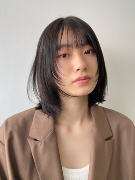 ワン 戸塚(ONE001) 黒髪/レイヤーロング/グレーベージュ/前髪パーマ/戸塚/髪質改善