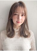 レイヤーカットくびれヘア斜めバング前髪モテ髪#330f0519
