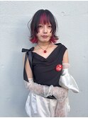 顔まわりレイヤー/デザインカラー/レッド/ブラック/ハイトーン