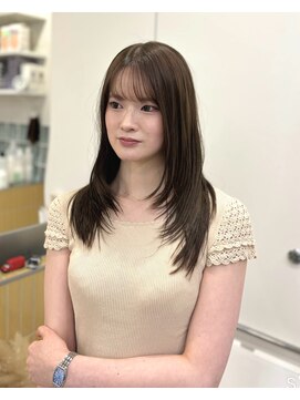 ディジョン(Dijon) 韓国顔周りレイヤーカットグレージュオリーブベージュブラウン