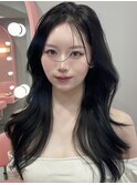小山悠/抜け感/顔まわり/グレージュ/ブルーブラック