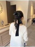 茨木ヘアセット/お呼ばれアレンジ/編み下ろし