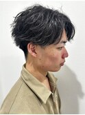 メンズセンターパートニュアンスパーマ波巻スパイラルパーマ