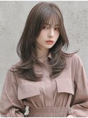 くびれロングレイヤー × オリーブベージュ