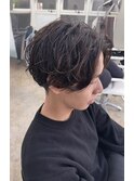 センターパートパーマ