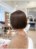 大人可愛い　ミニボブ　切りっぱなしカット