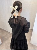 編みおろしアレンジ　ミディアム　お呼ばれヘア